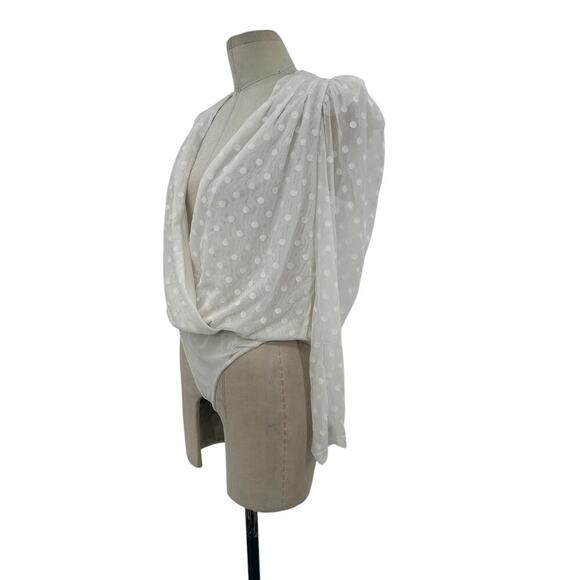 IORANE Tulle Bodysuit Swiss Dot Print White Size 42 / US Large - Picture 5 of 11